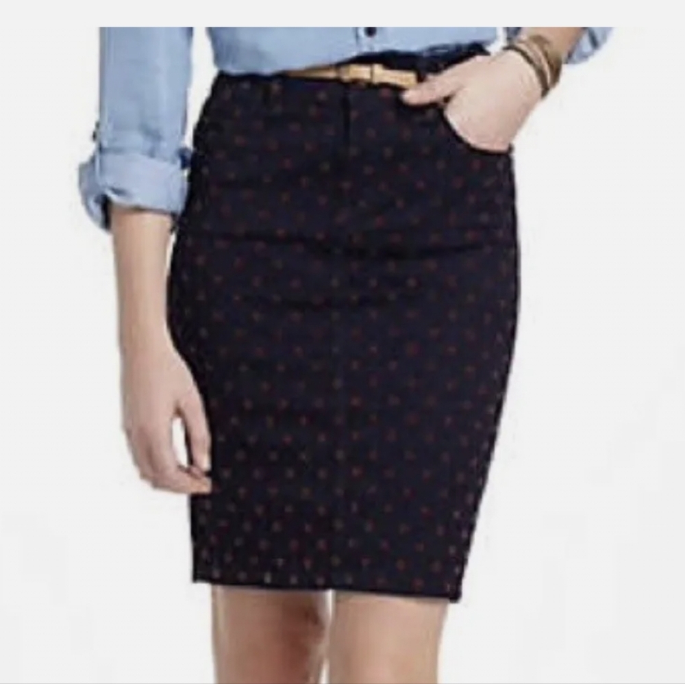 Pilcro and the letterpress Antrhopologie denim skirt with polka dots Size 26